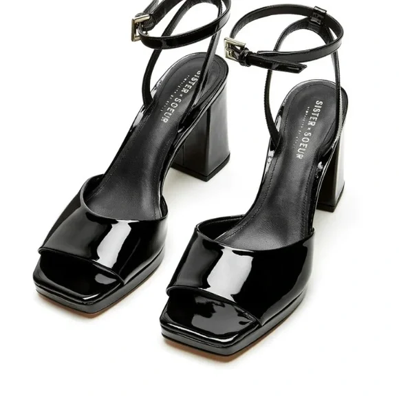 Sister X Sœur Patent Peep Toe Block Elyse Heels - Picture 3 of 5